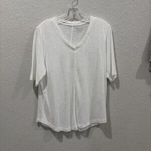 Chico’s White V Neck Short Sleeve Top Women’s Size 2 Large Cotton Modal
